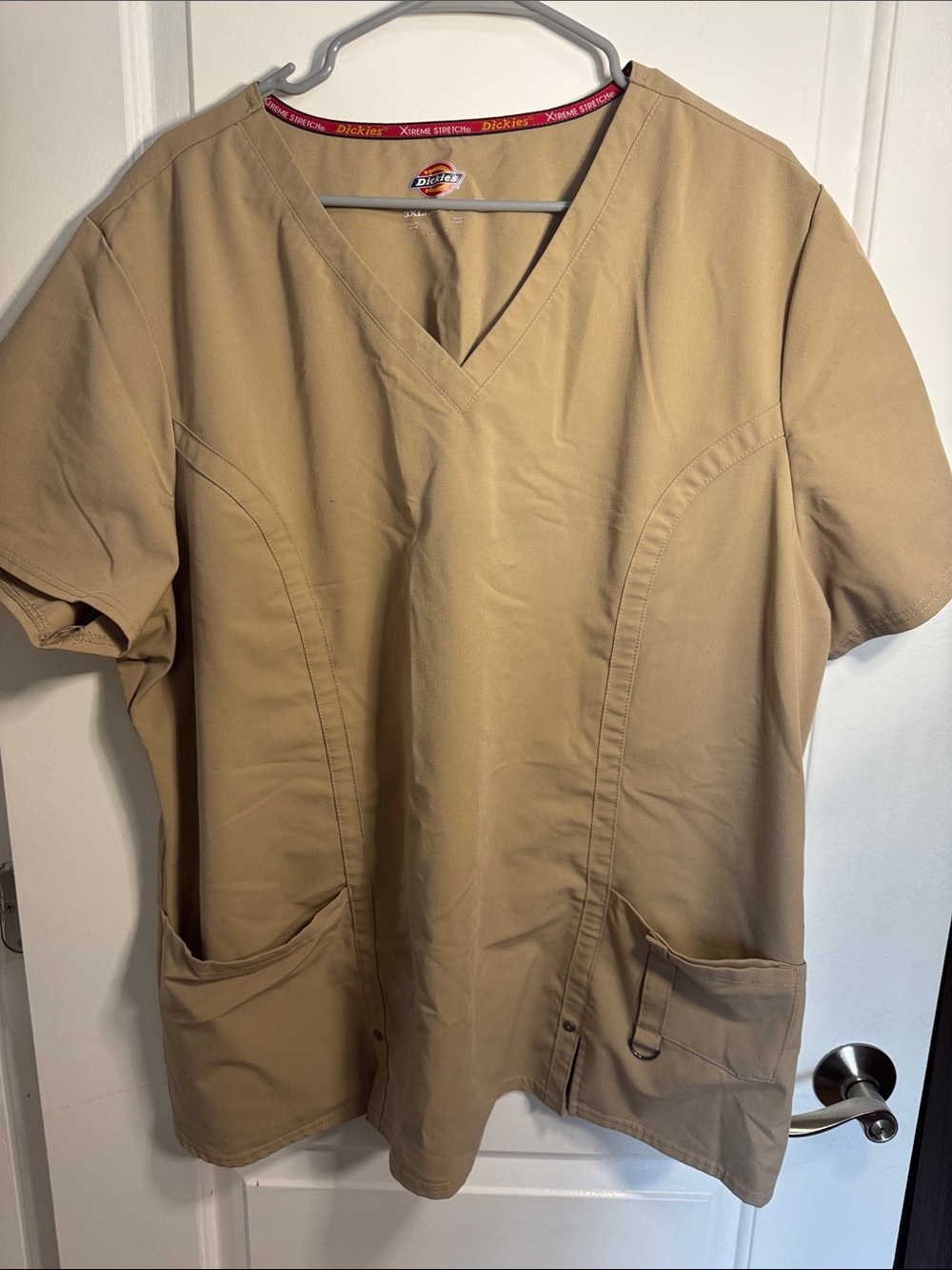 Dickies Womens V-Neck Tan Scrub Top